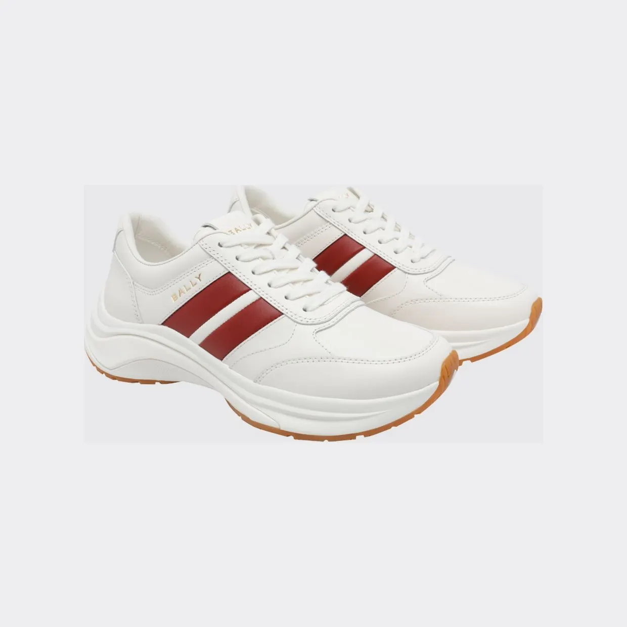 Bally Low-Top Calf Leather Sneakers with Striped Detail and Chunky Sole White (MSK0GYVT005I1X5)