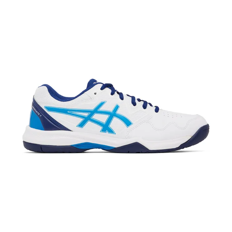 Asics White & Blue Gel-Dedicate 7 Sneakers (1041A223)