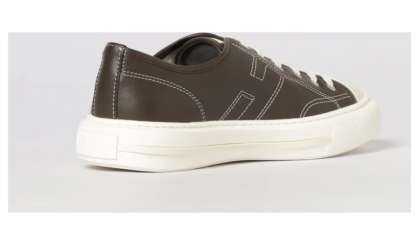Hogan Rebel Low-Top Sneakers in Smooth Calfskin with Side H Logo Brown (HXM6910FZ60UYE32TQ) (2)