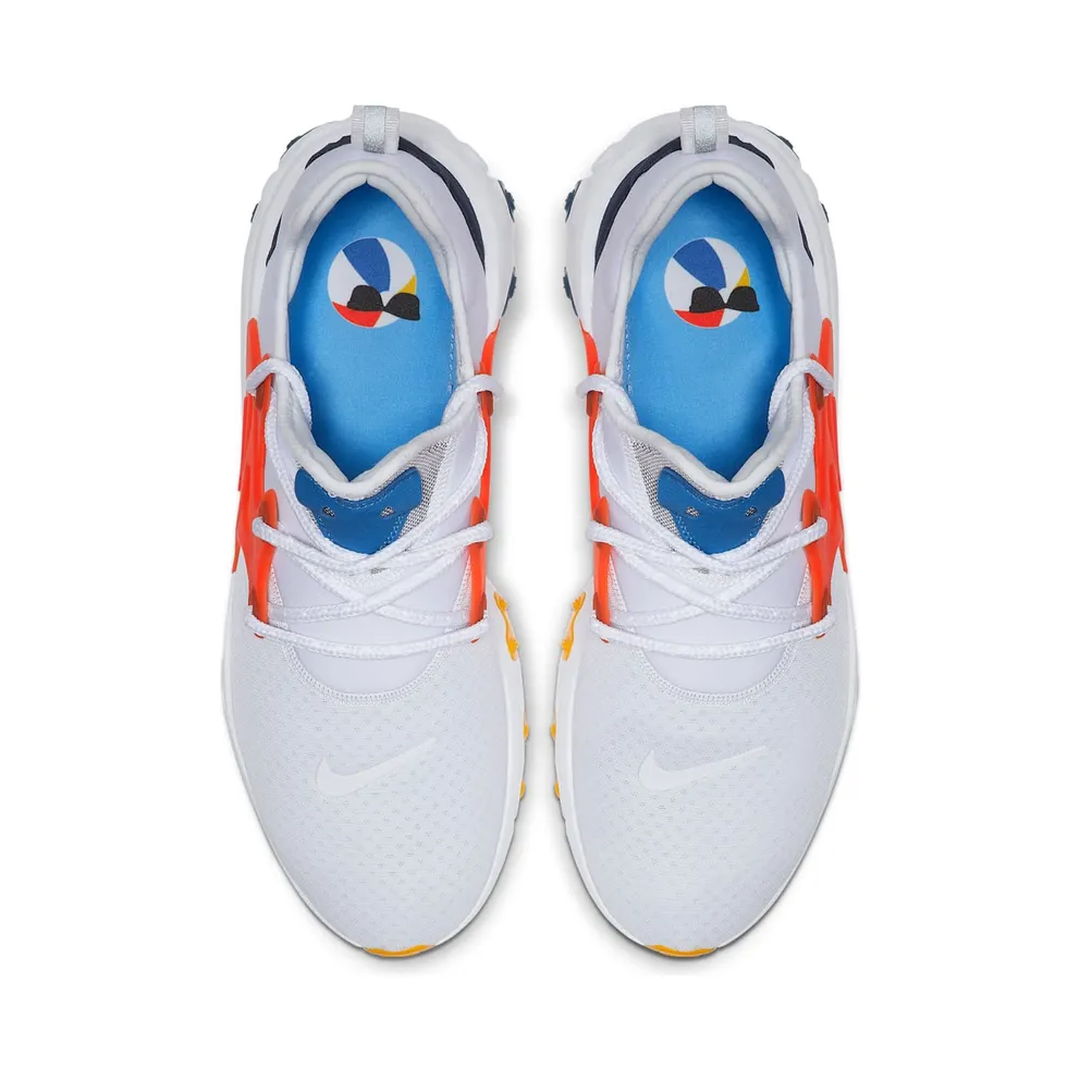 Nike React Presto White Habanero Red Obsidian White/Habanero Red-Obsidian-Pacific Blue-University Gold (AV2605-100)