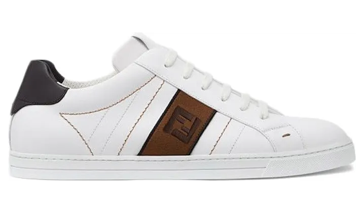 Fendi FF Leather Low Top White Brown (7E1166A3XLF13TH)