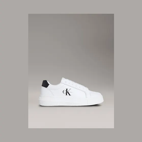Calvin Klein Leren “BRIGHT WHITE/BLACK” (YW0YW0187201W)