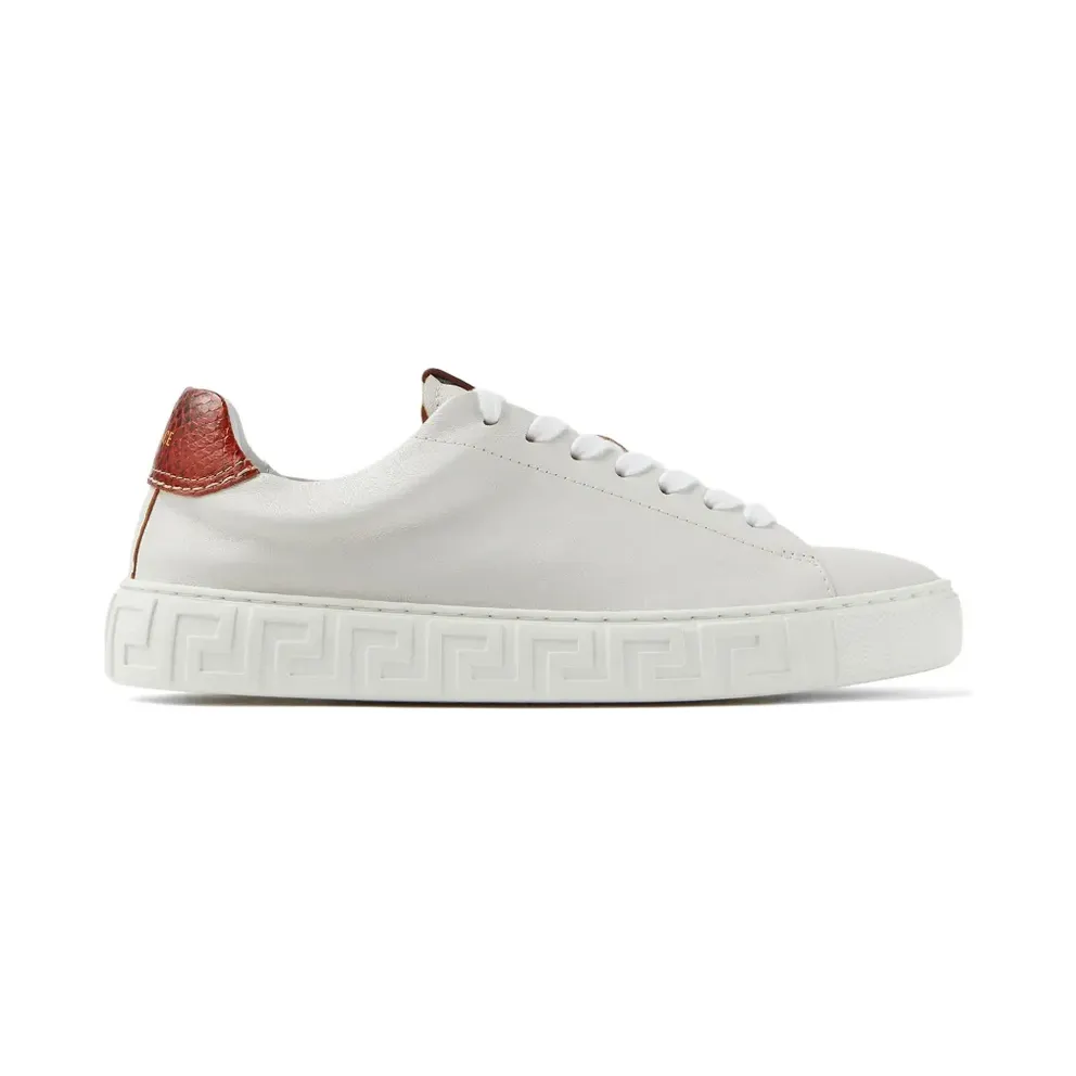 Versace Greca leren sneakers – Weiß (10246531A17777)