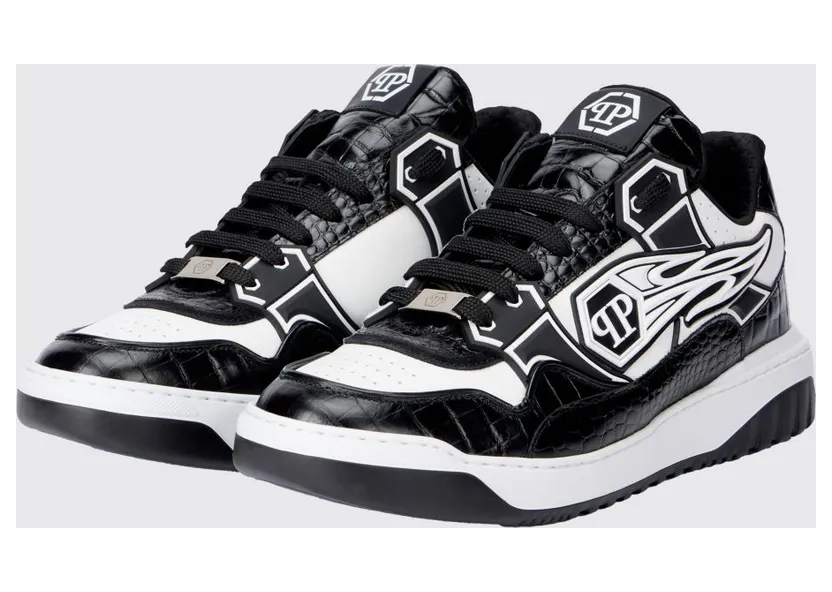 Philipp plein Moonwalker Sneakers in Crocodile Print Leather White 1 (SAFSMSC4075PLE005N0102)