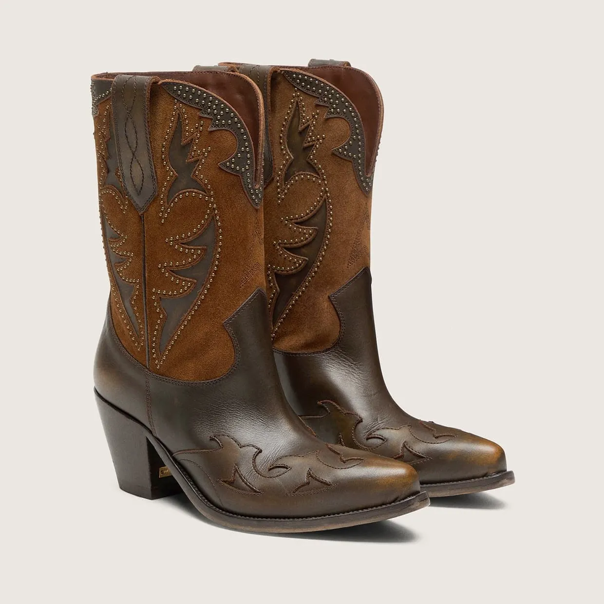 Golden Goose ’70 Wish Star Low Boots In Brown Leather With Heel And Micro-Studs (GWF01139.F008815.55381) (2)
