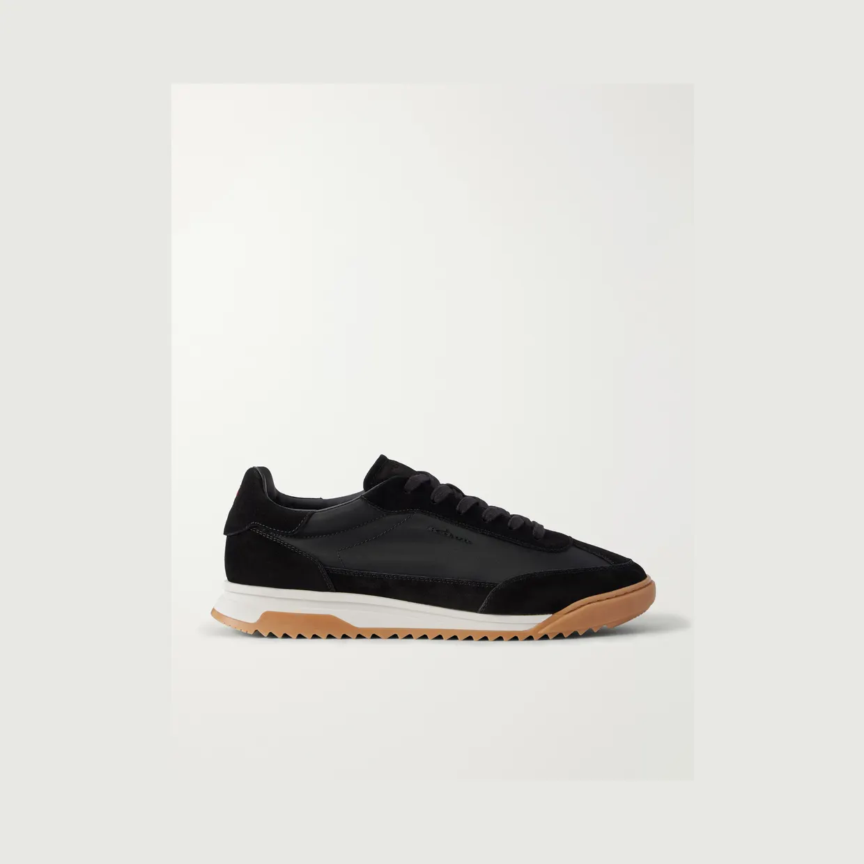 Kiton Logo-Embroidered Suede-Trimmed Stretch-Knit Sneakers Black (USSA514-N01532)