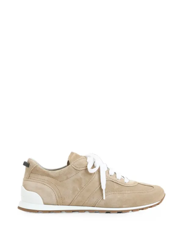 Brunello Cucinelli Kalfssuède sneakers with vlakken – Beige (MZSFG3337PC9783)