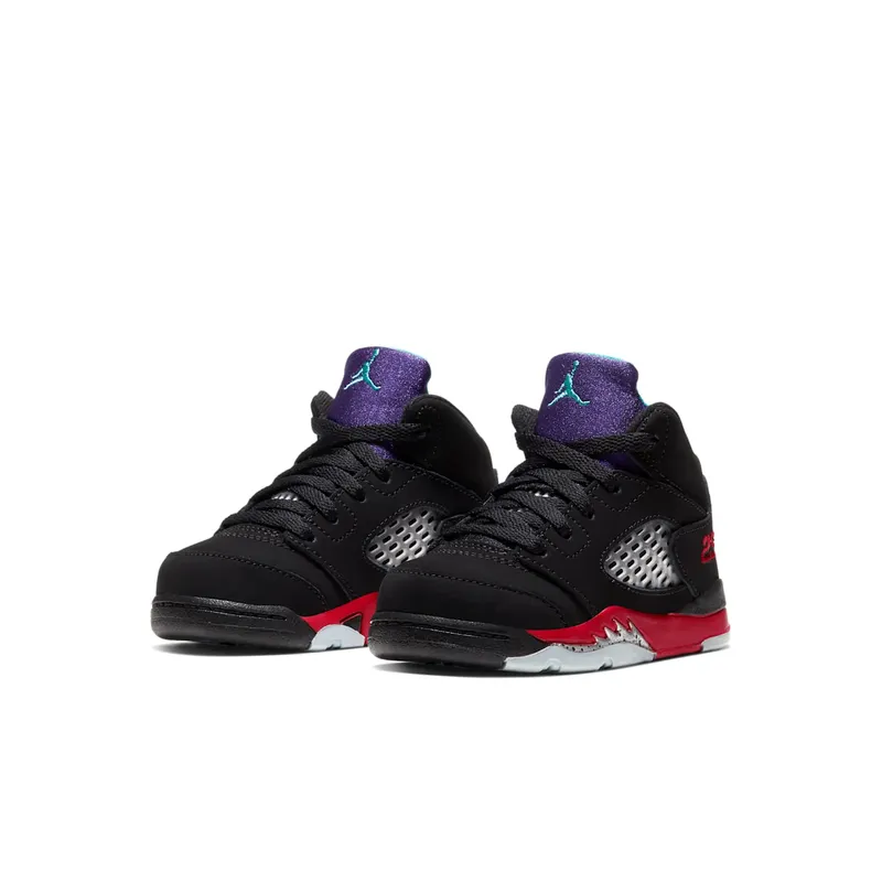 Jordan 5 Retro Top 3 (TD) Black/Fire Red-Grape Ice-New Emerald (CZ2991-001)