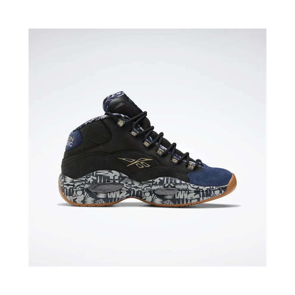 Reebok Question Mid Iverson Classic Black/Collegiate Navy-Solid Grey (Other Brands Reebok)