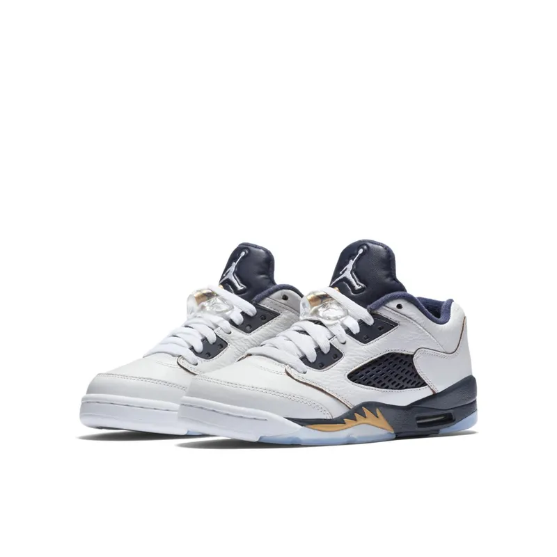 Jordan 5 Retro Low Dunk From Above (GS) White/Metallic Gold Star-Midnight Navy (314338-135)