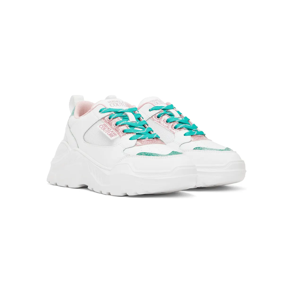 Versace Jeans Couture White Glitter Speedtrack Sneakers (E72VA3SC2EZS241) (4)