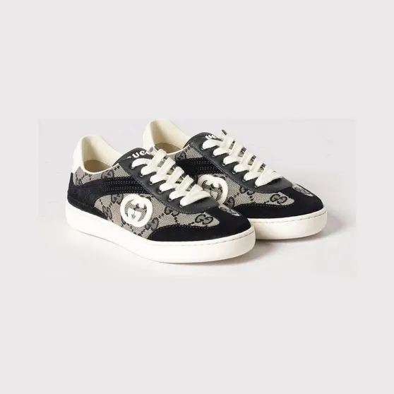 Gucci Jacquard Canvas and Suede Sneakers Beige (812674AE2T4056)