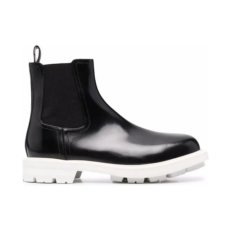 Alexander McQueen Leather Chelsea Boots Black White (683568WHZ8C1053)
