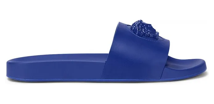Versace Leather Slides La Medusa Royal Blue (1001184 DV46G 1U690)