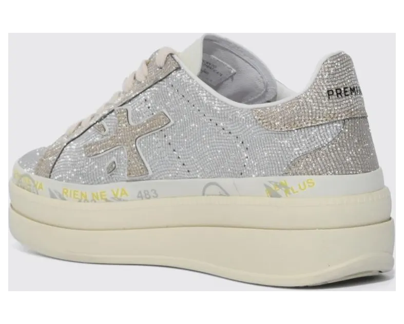 Premiata Claudia Nylon Sneakers with Rhinestones Silver (CLAUDIA8132) (2)