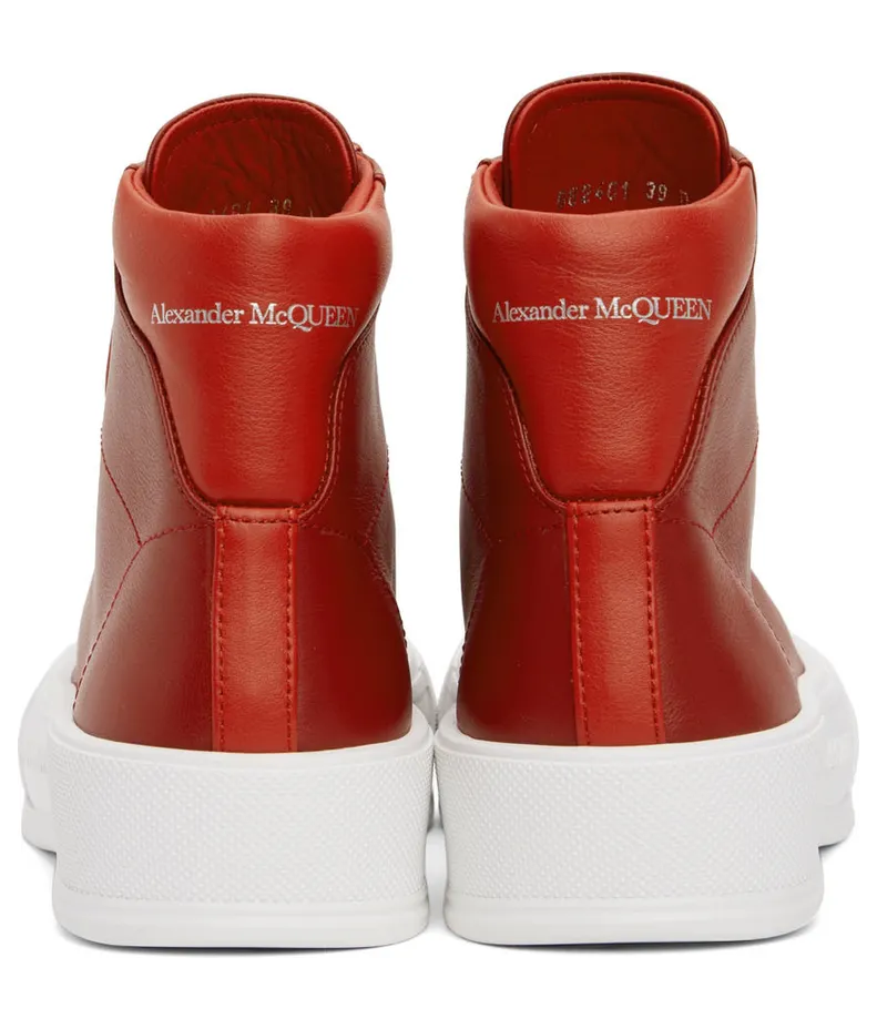 Alexander McQueen Khaki Deck Plimsoll High Sneakers (682401WIB64) (4)