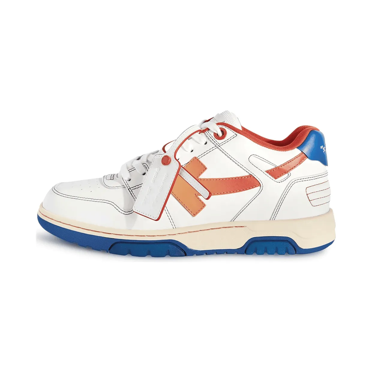 OFF-WHITE Out Of Office OOO Low Tops White Orange Blue Contrast Stitching (OMIA189S24LEA0120125)