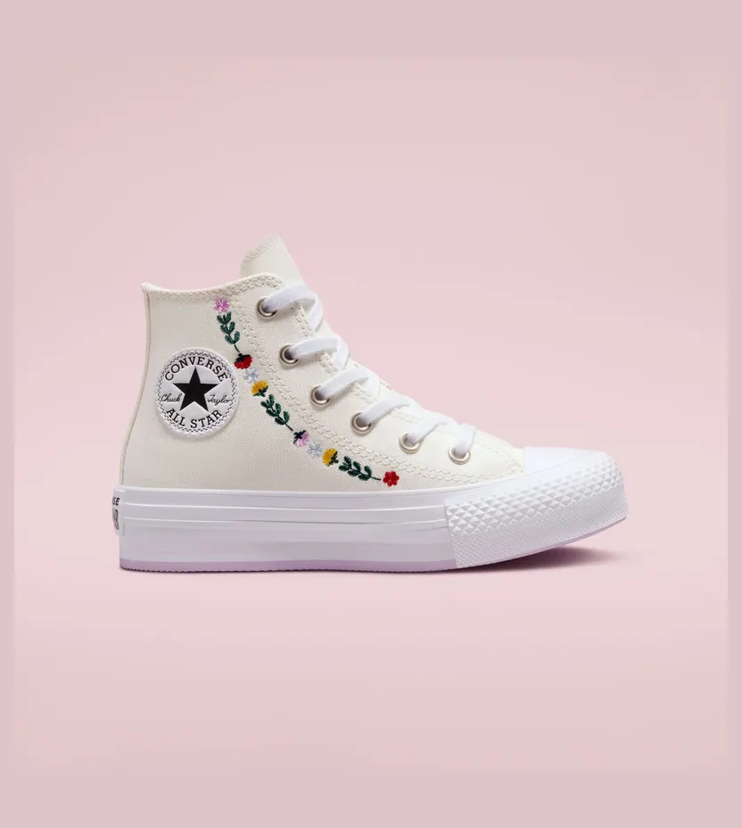 Converse Chuck Taylor All Star EVA Lift Platform Floral Embroidery Vintage White/wit (A02229C)