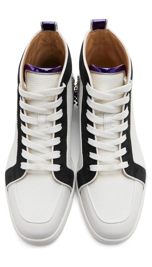 Christian Louboutin White & Black Rantus Spikes Sneakers (1220369) (5)