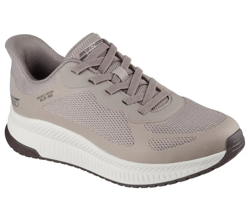 Skechers Slip-ins: BOBS Sport Squad 4 – Donker Taupe – “Bruin” (118423 DKTP)