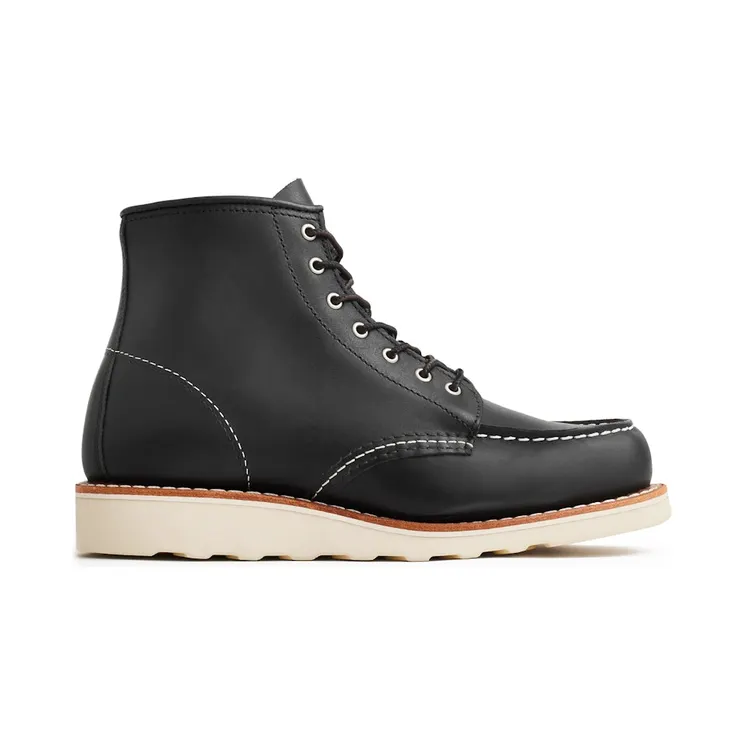 Red Wing Shoes Classic Moc Short Boot Heritage #3373 Black Boundary Leather (03373-BLACK)