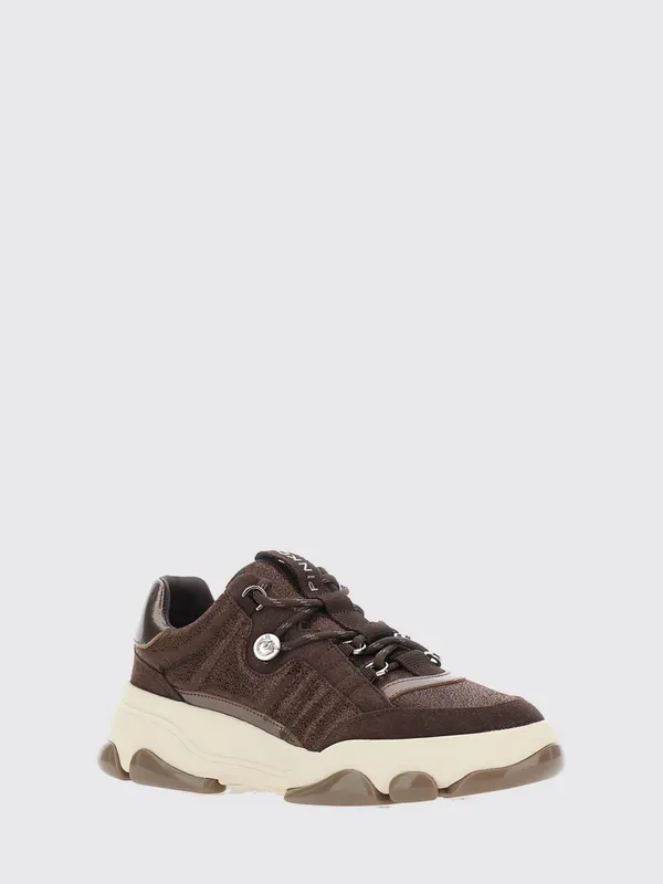 Pinko Low Top Leather and Suede with Love Birds Metal Logo Brown (SS0195P002L72)