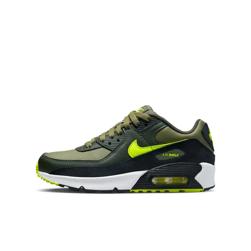 Nike Air Max 90 Leather GS “Medium Olive Volt” (DV3607-200)