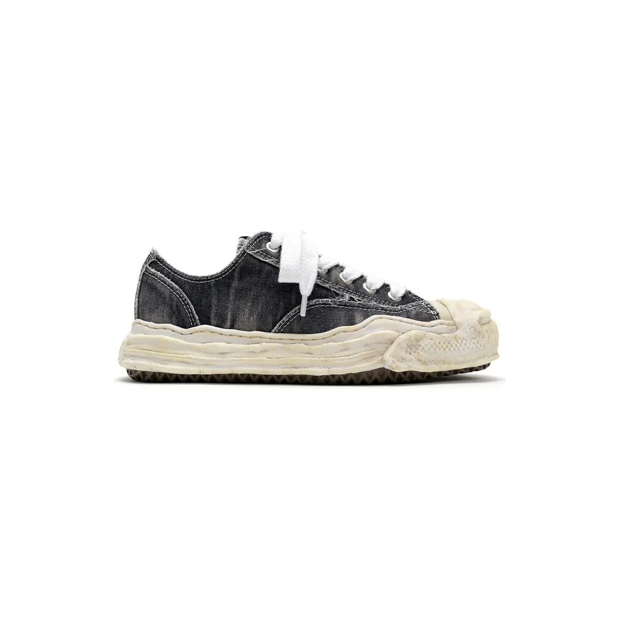Maison Mihara Yasuhiro Hank OG Sole Bleach-Wash Denim Canvas Low Black White (A15FW731-BLK)