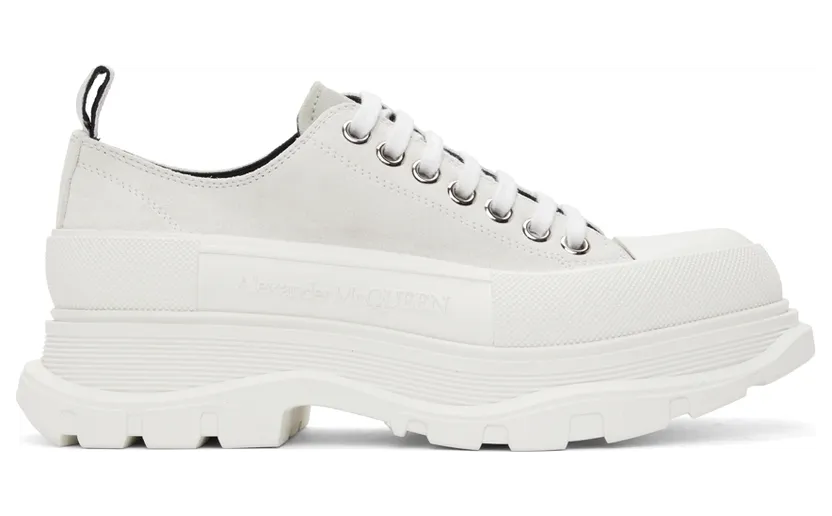 Alexander McQueen SSENSE Exclusive Off-White Suede Tread Slick Low Sneakers (627225WHBGN)