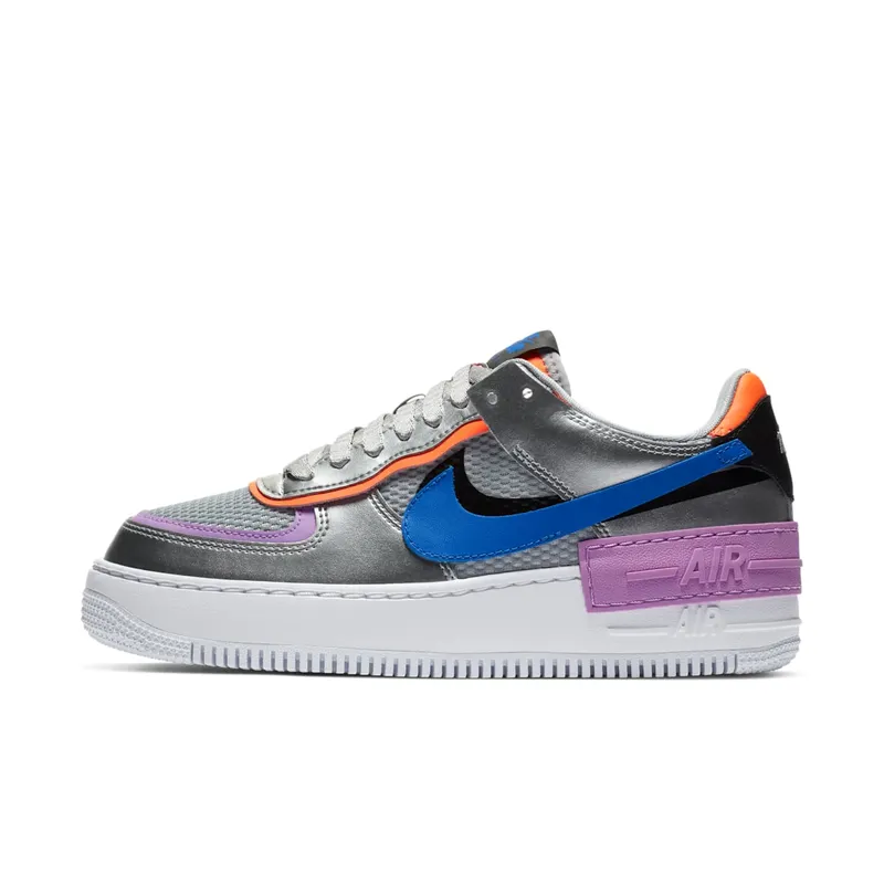 Nike Air Force 1 Shadow Metallic Silver (W) Metallic Silver/Fuchsia Glow-Hyper Crimson-Racer Blue (CW6030-001)