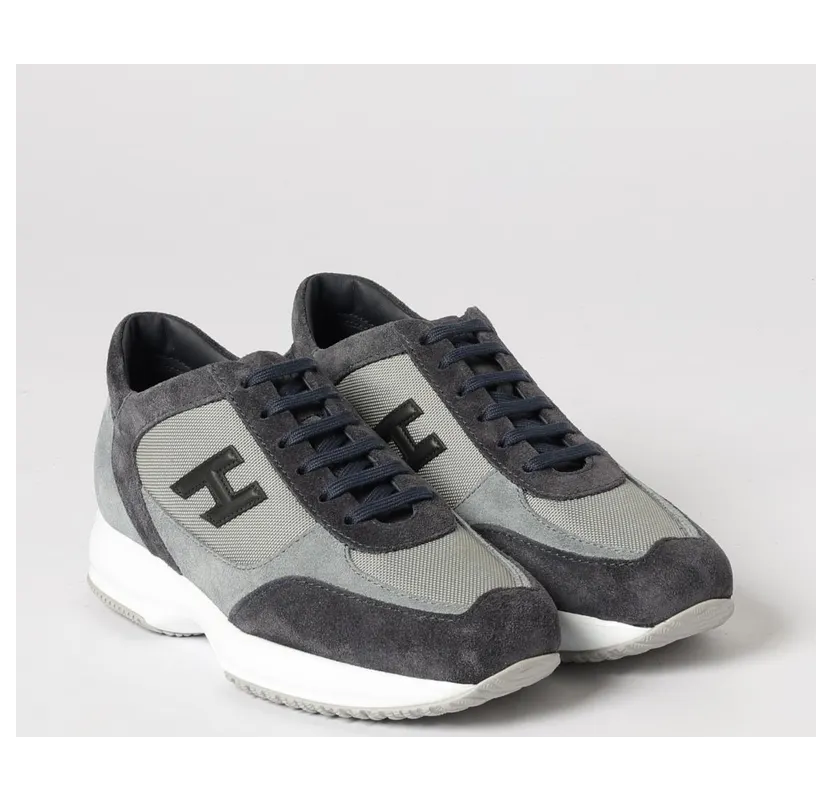 Hogan Interactive Mesh and Suede Sneakers Black (HXM00N0I980UGO828P)