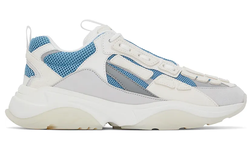 AMIRI White & Blue Nubuck Bone Runner Sneakers (SS22MFS001)