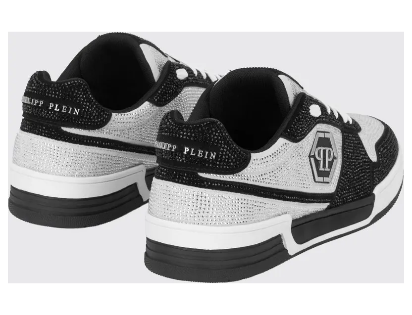 Philipp plein P-Force Leather Sneakers with Monogram and Crystals White (UAFSUSC1089PLE010N0102) (2)