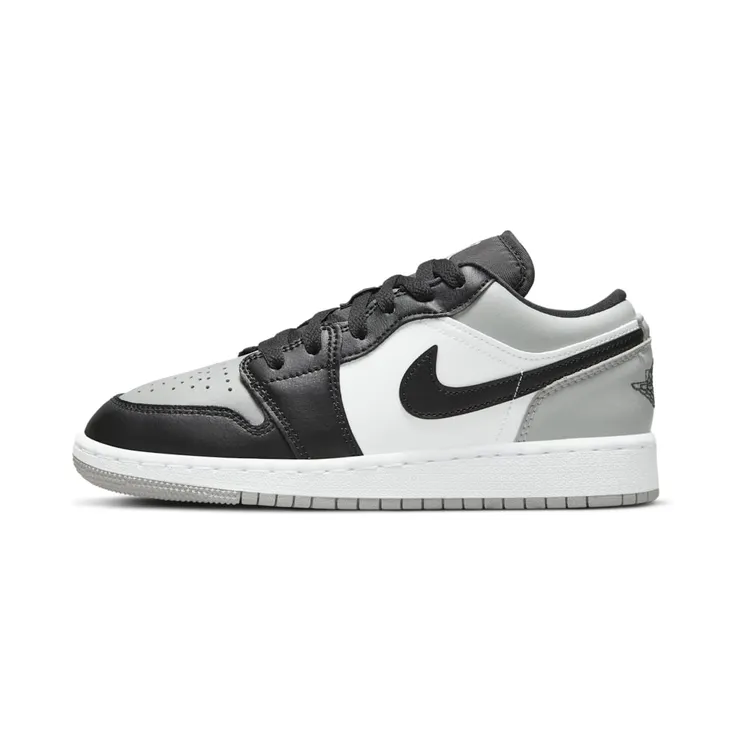 Jordan 1 Low GS Shadow Toe “Light Smoke Grey / White / Black” (553560-052)