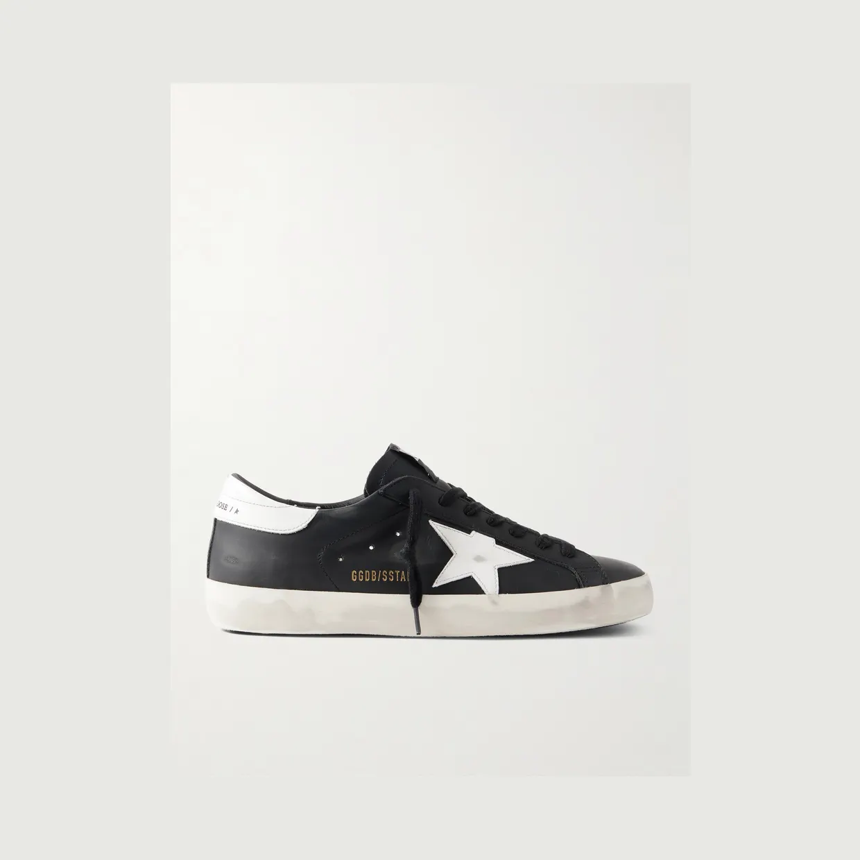 Golden Goose Super-Star Distressed Leather Sneakers Black (GMF00101.F000321)