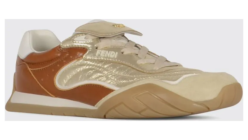 Fendi Wave Pulse Leather Sneakers Gold (8E8820AYFCF1TZ3)