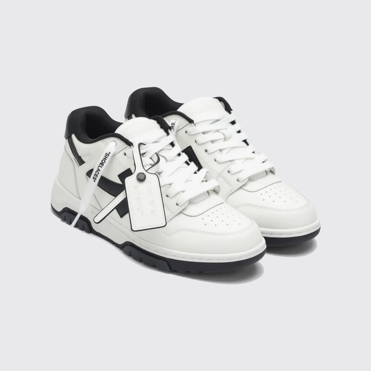 Off-White Out Of Office Low-Top Calfskin Sneakers with Perforated Toe White (W259C9L018LEA0180110)