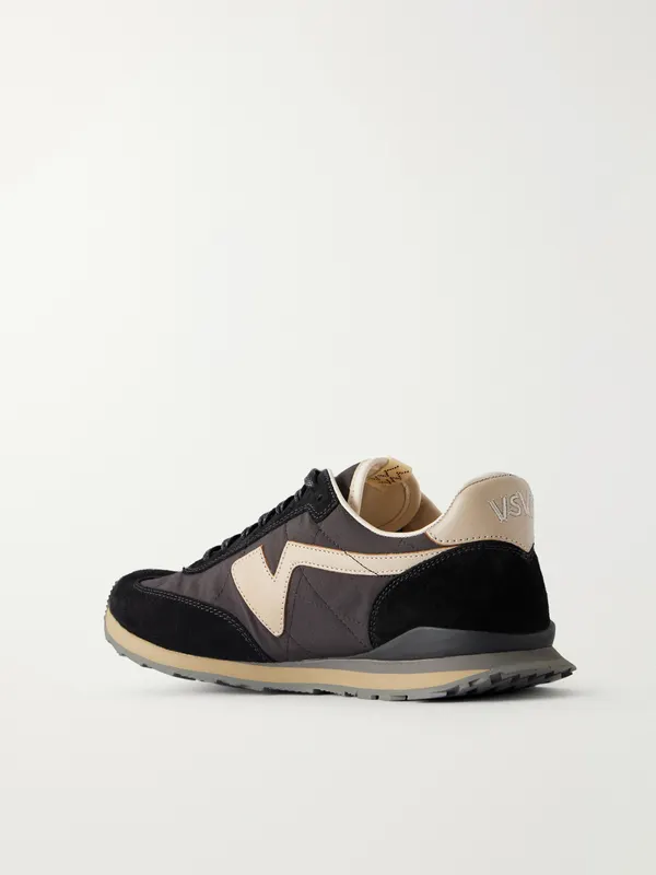 Visvim FKT Runner Leather and Suede-Trimmed Canvas Sneakers Black (126101001004) (4)