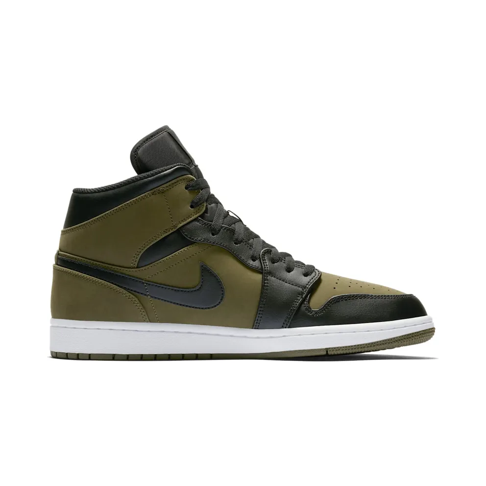 Jordan 1 Mid Olive Canvas Olive Canvas/Black-White (554724-301)
