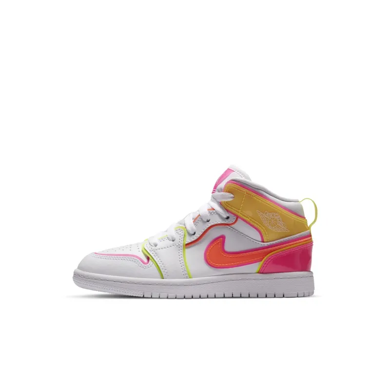 Jordan 1 Mid SE Edge Glow (PS) White/Hyper Crimson-Pink Blast (CV4612-100)