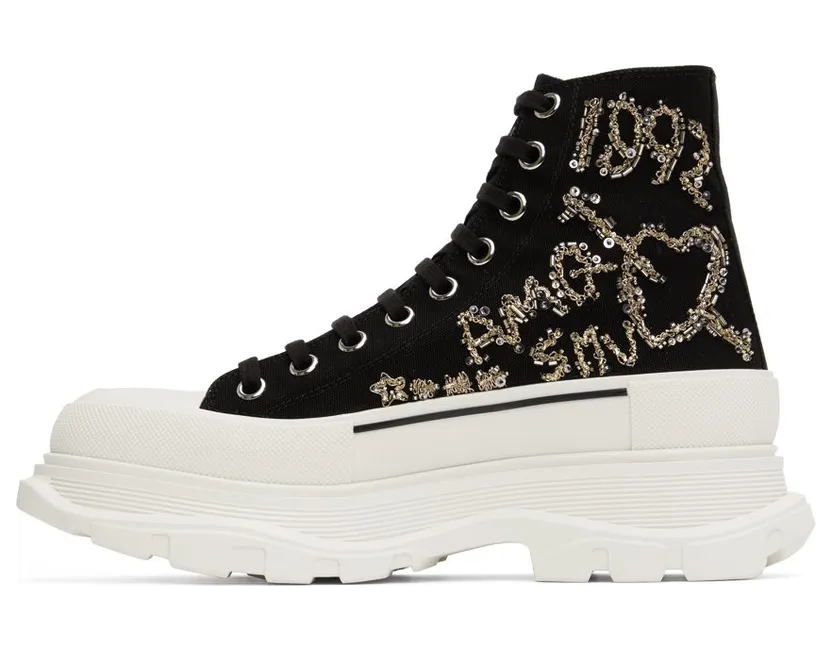 Alexander McQueen Black Slick Platform 1320 BLK/OF.WHI/BLK/ (711110W4TGC) (3)