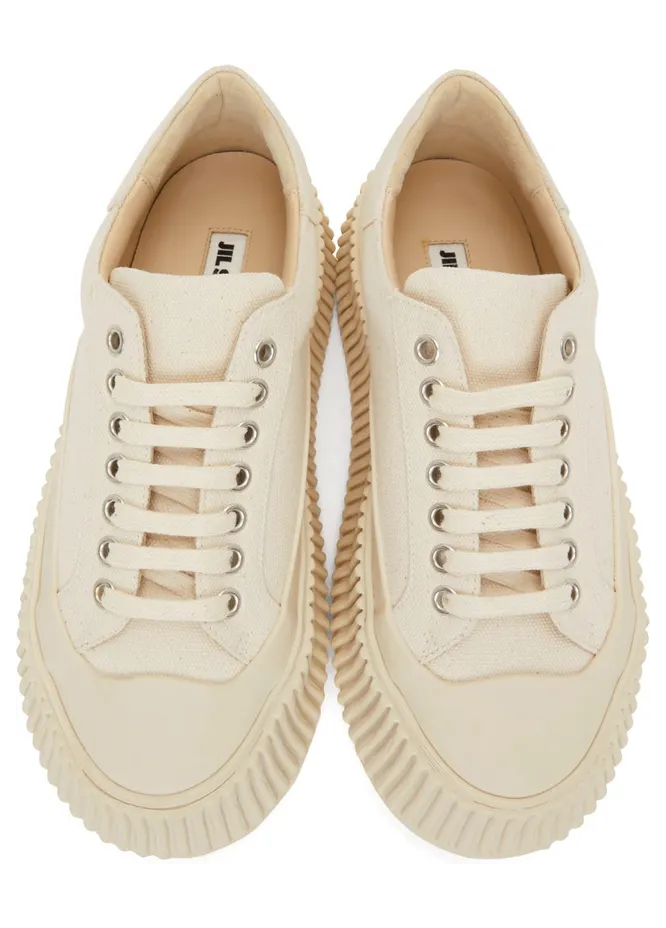 Jil Sander Off-White Canvas Platform Sneakers (JS32108B_14180) (5)