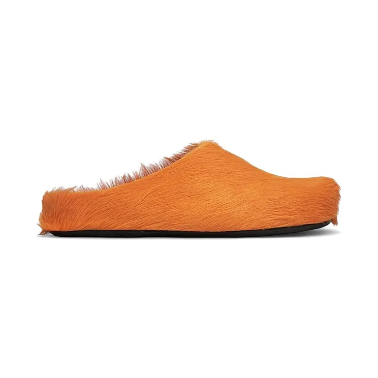 Marni Long Hair Calfskin Fussbett Sabot Mule Pumpkin (SBMR000600P412200R09)