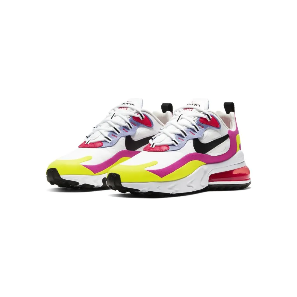 Nike Air Max 270 React White Pink Yellow (W) White/Black-Pink-Yellow-Red-Blue (CZ9351-100)