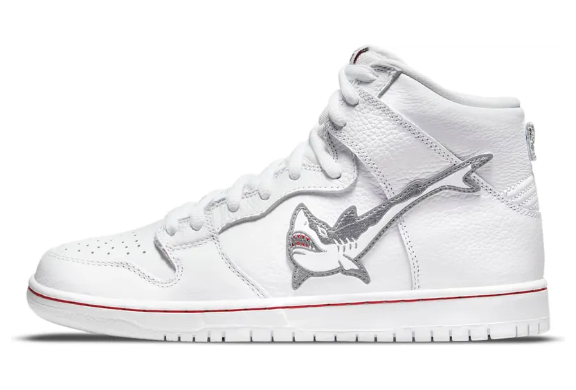 Nike x Oski SB Dunk High Great White Shark – “White / Grey / Red” (DC8908-105)