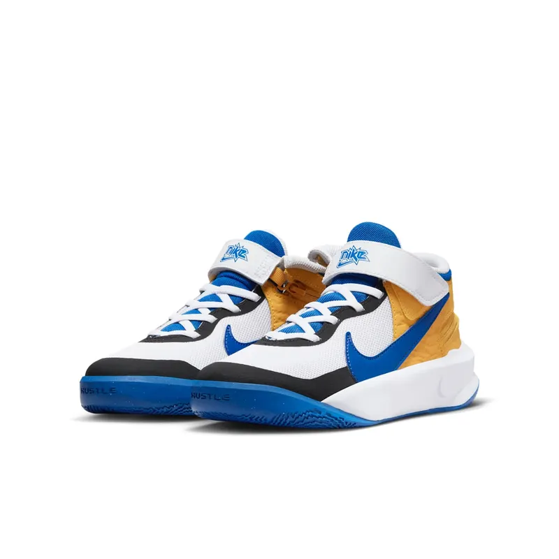 Nike Team Hustle D 10 FlyEase White Yellow Ochre Game Royal (DZ2760-141)