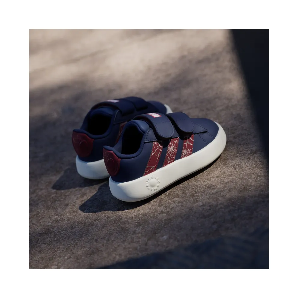adidas X Marvel Spider-man Grand Court Shoes Kids “Dark Blue / Active Maroon / Off White” (JS2342)
