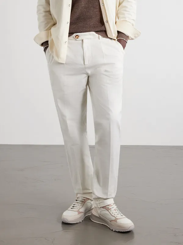 Brunello Cucinelli Leather and Suede Sneakers Beige (MZUSNEO355) (2)