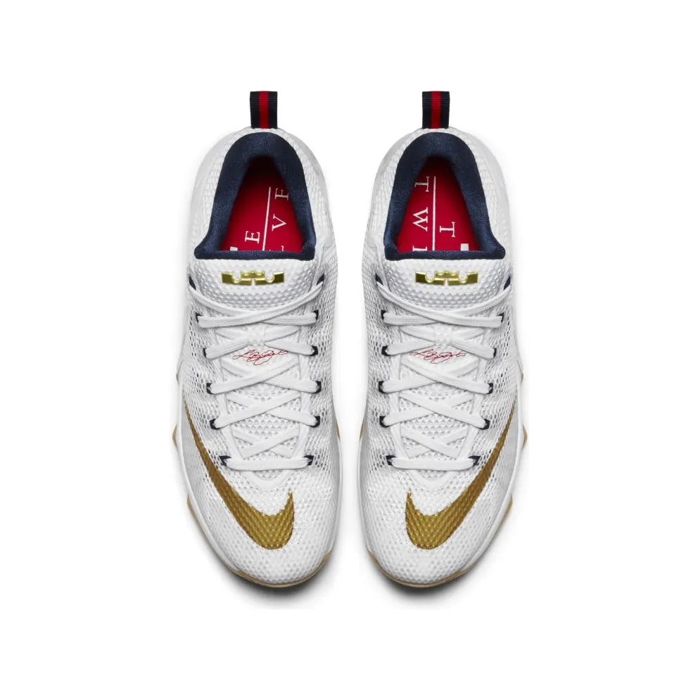 Nike LeBron 12 Low USA White/Midnight Navy/University Red-Metallic Gold (724557-174)