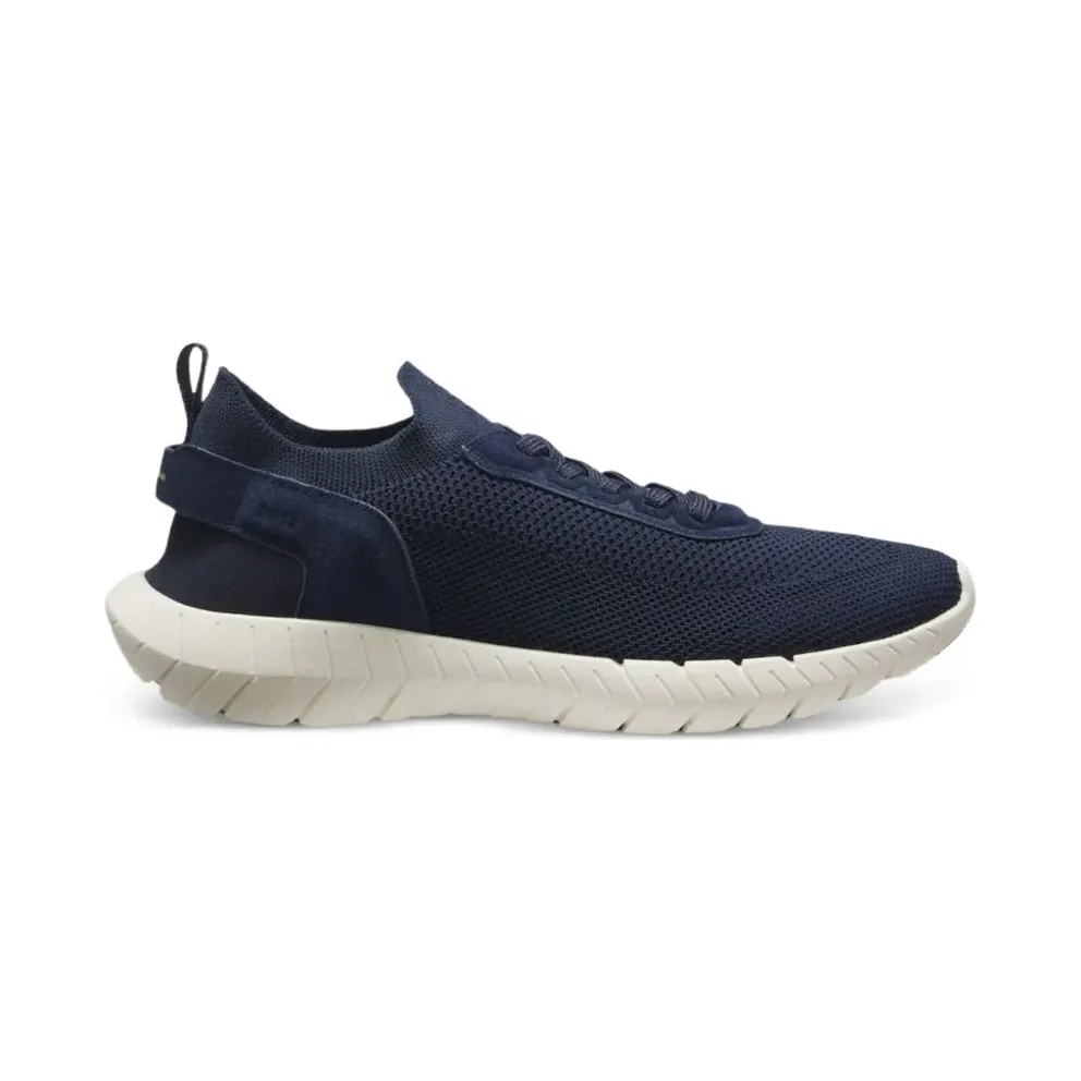 BOSS-Motion mit gestricktem Obermaterial und Lederbesatz – Blue (50563857)